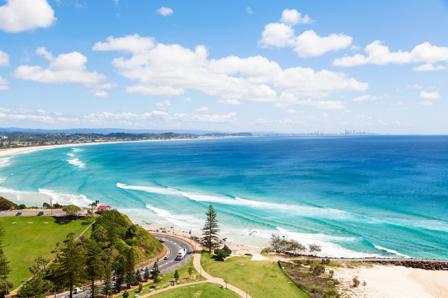 Kirra Beach on Sunny Gold Coast Print 100% Australian Made Stretched Canvas Ready to Hang - 1368