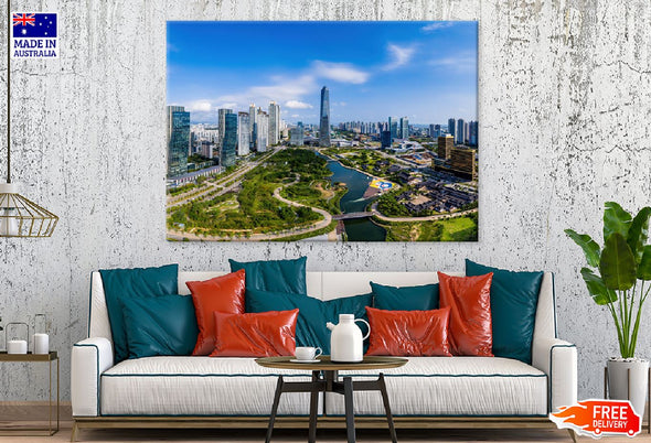 Central Park at Songdo City View Print 100% Australian Made Stretched Canvas Ready to Hang - 1469