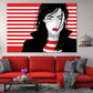 B&W Girl & Red Lines Illustration Pop Arts & Comic Poster Print 100% Australian Made Stretched Canvas Ready to Hang - 2173
