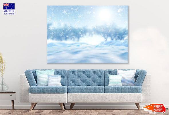 3D Render Falling in Snow Field Print 100% Australian Made Stretched Canvas Ready to Hang - 1021