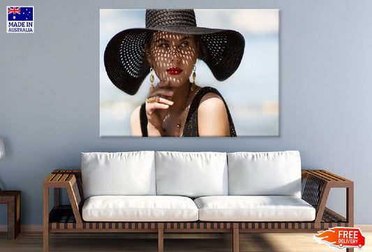 Makeup Girl With Hat Photograph Print 100% Australian Made Stretched Canvas Ready to Hang - 1306