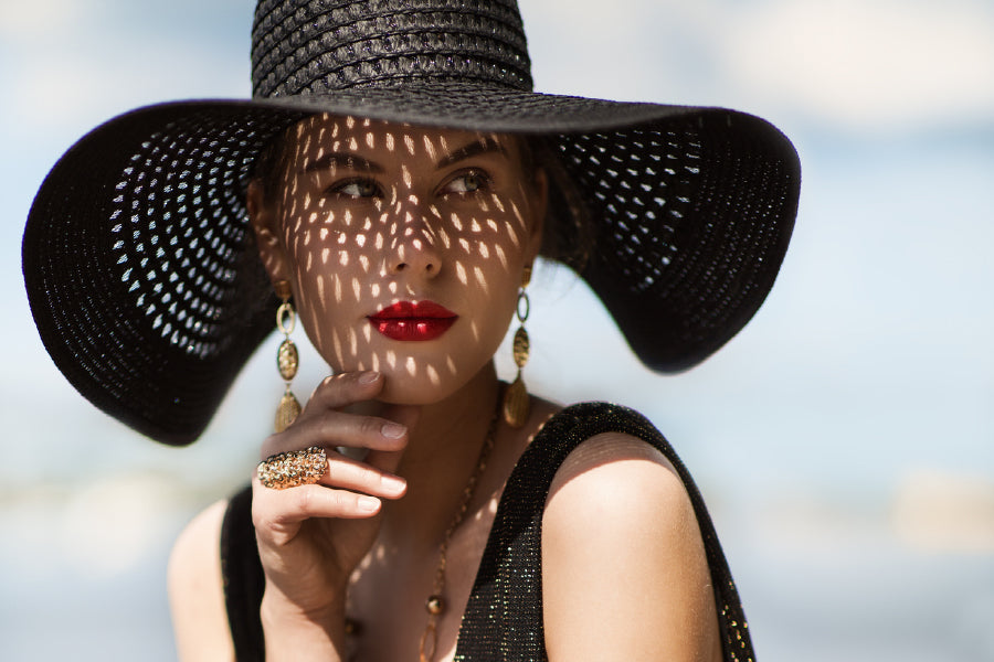 Makeup Girl With Hat Photograph Print 100% Australian Made Stretched Canvas Ready to Hang - 1306