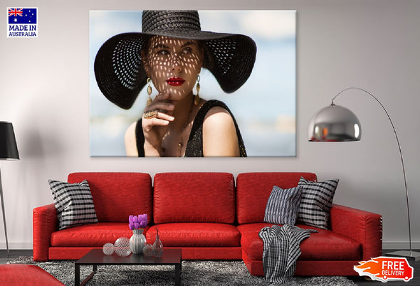 Makeup Girl With Hat Photograph Print 100% Australian Made Stretched Canvas Ready to Hang - 1306