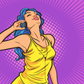 Girl with Headphone Illustration Pop Arts & Comic Poster Print 100% Australian Made Stretched Canvas Ready to Hang - 2174