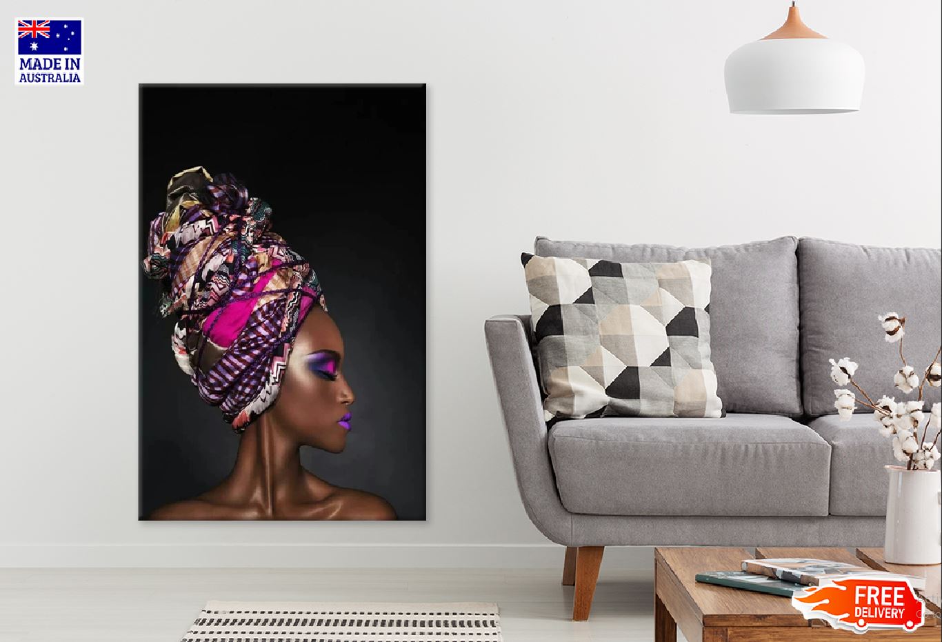 African Beauty Headdress Photograph Print 100% Australian Made Stretched Canvas Ready to Hang - 1957