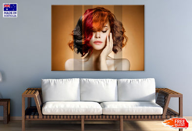 Curly Hair Girl Closeup View Print 100% Australian Made Stretched Canvas Ready to Hang - 1288