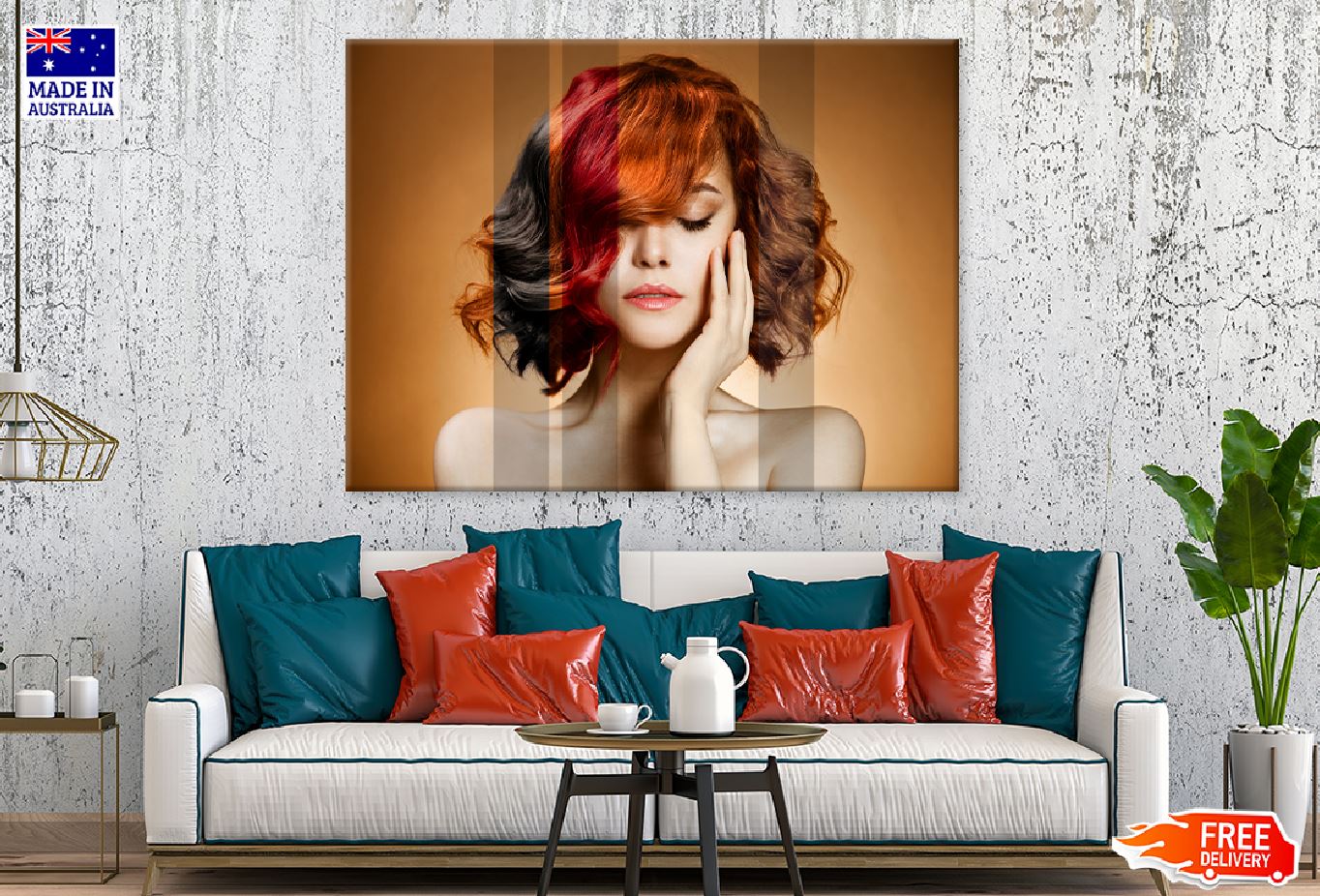 Curly Hair Girl Closeup View Print 100% Australian Made Stretched Canvas Ready to Hang - 1288