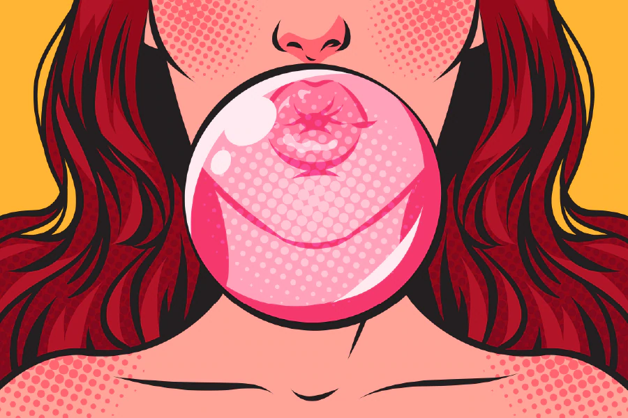 Bubblegum Ball & Girl Illustration Pop Arts & Comic Poster Print 100% Australian Made Stretched Canvas Ready to Hang - 2156