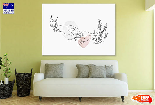 Floral Hands Line Art Design Print 100% Australian Made Stretched Canvas Ready to Hang - 1784