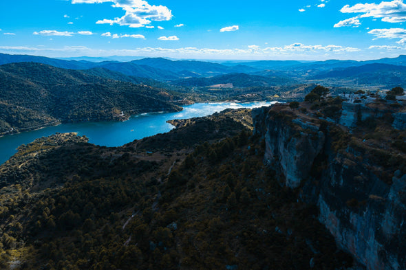 Lake Mountain & Sky Aerial View Print 100% Australian Made Stretched Canvas Ready to Hang - 1022