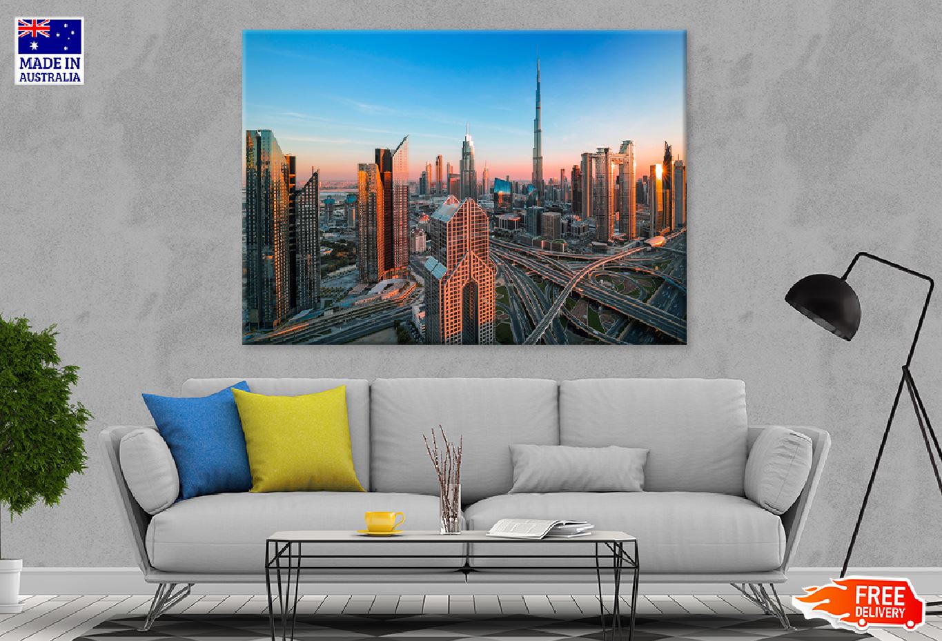 Dubai City Center Buildings View Print 100% Australian Made Stretched Canvas Ready to Hang - 1471