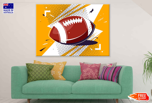 American Foot Ball Illustration Pop Arts & Comic Poster Print 100% Australian Made Stretched Canvas Ready to Hang - 2103