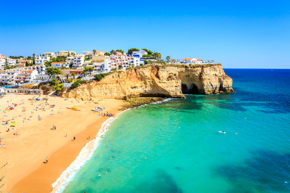 Beach View Carvoeiro, Portugal Print 100% Australian Made Stretched Canvas Ready to Hang - 1370