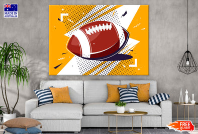 American Foot Ball Illustration Pop Arts & Comic Poster Print 100% Australian Made Stretched Canvas Ready to Hang - 2103