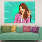 Girl with Hand Gesture Illustration Pop Arts & Comic Poster Print 100% Australian Made Stretched Canvas Ready to Hang - 2176