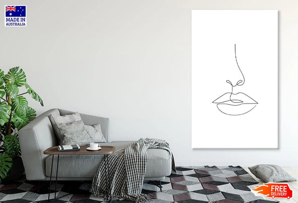 Woman Face B&W Line Art Design Print 100% Australian Made Stretched Canvas Ready to Hang - 1803