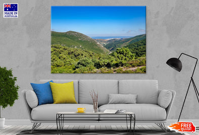 Mountain Forest with Sky Aerial Print 100% Australian Made Stretched Canvas Ready to Hang - 1023