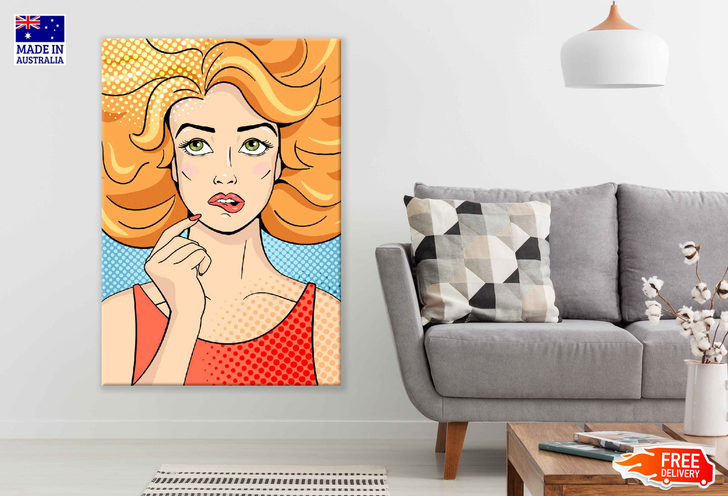 Girl Biting Lip Illustration Pop Arts & Comic Poster Print 100% Australian Made Stretched Canvas Ready to Hang - 2104