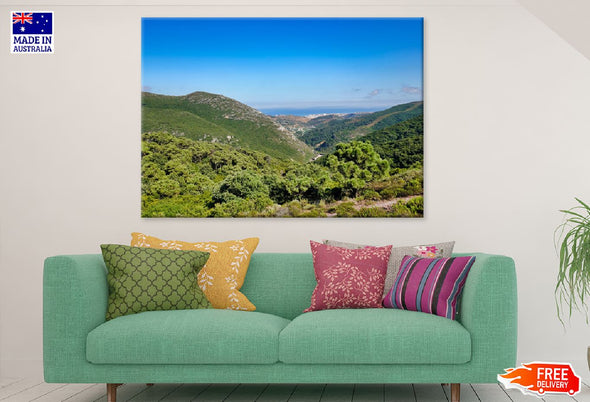 Mountain Forest with Sky Aerial Print 100% Australian Made Stretched Canvas Ready to Hang - 1023