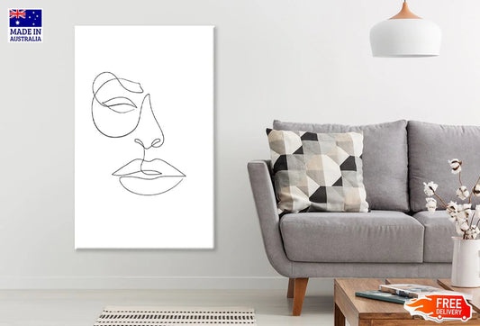 Woman Face B&W Line Art Design Print 100% Australian Made Stretched Canvas Ready to Hang - 1804