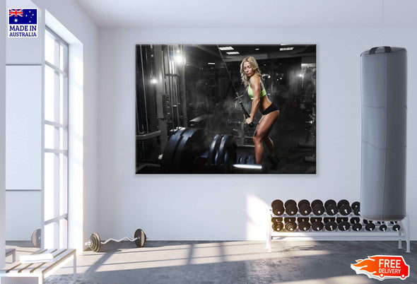 Girl Workout in Gym Photograph Print 100% Australian Made Stretched Canvas Ready to Hang - 2263