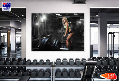 Girl Workout in Gym Photograph Print 100% Australian Made Stretched Canvas Ready to Hang - 2263