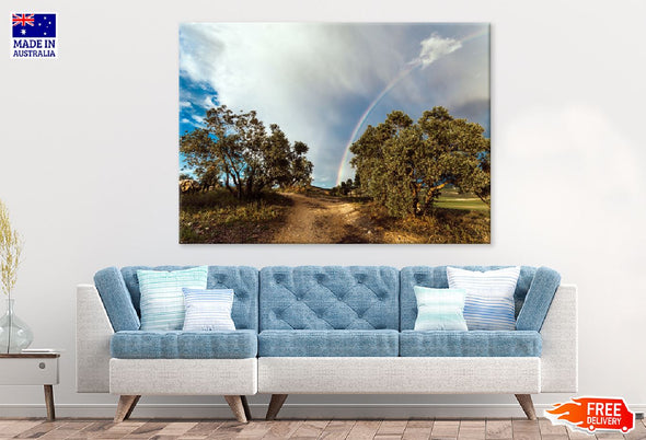 Countryside & Rainbow Sky Spain Print 100% Australian Made Stretched Canvas Ready to Hang - 1024