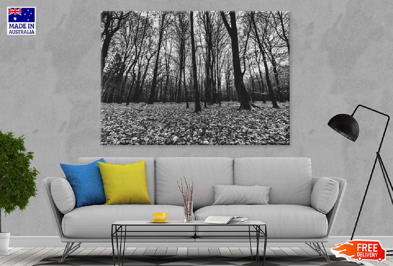 Creepy Forest B&W View Phootgraph Print 100% Australian Made Stretched Canvas Ready to Hang - 1702