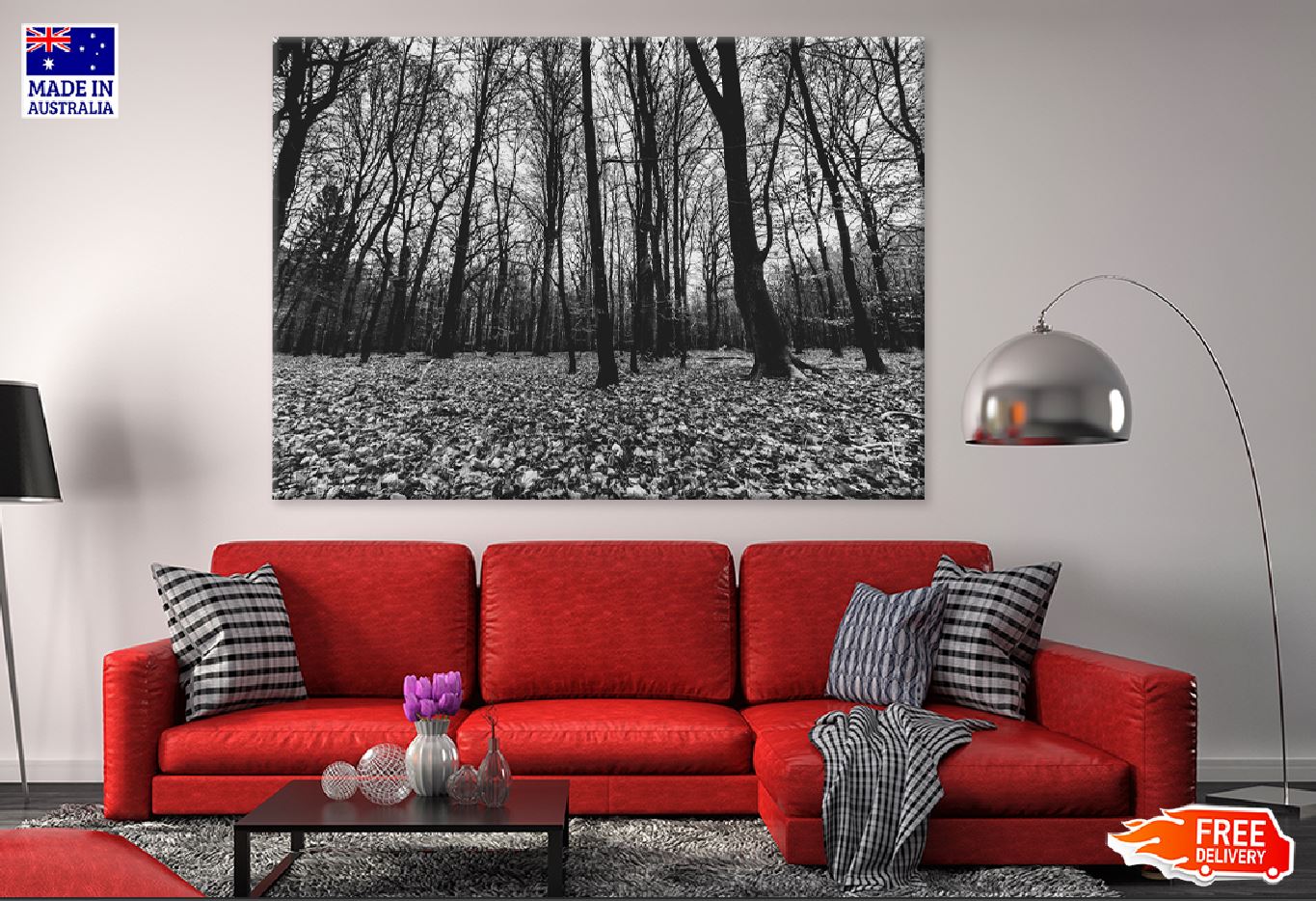 Creepy Forest B&W View Phootgraph Print 100% Australian Made Stretched Canvas Ready to Hang - 1702