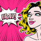 WOW Quote & Short Hair Girl Illustration Pop Arts & Comic Poster Print 100% Australian Made Stretched Canvas Ready to Hang - 2178