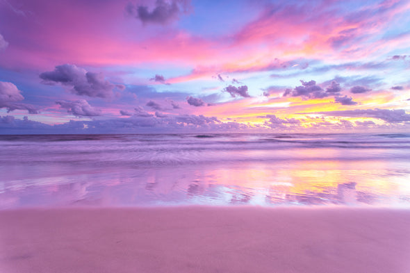 Pink Beach View Photograph Print 100% Australian Made Stretched Canvas Ready to Hang - 1373