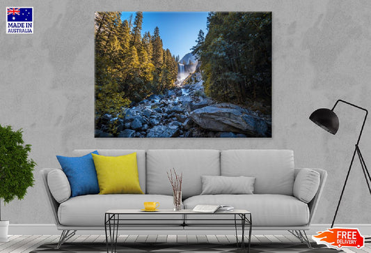 Vernal Falls in Yosemite Park Print 100% Australian Made Stretched Canvas Ready to Hang - 1026