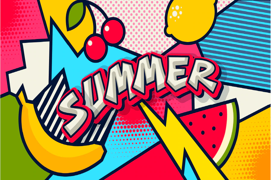 Summer Quote & Fruits Vector Art Pop Arts & Comic Poster Print 100% Australian Made Stretched Canvas Ready to Hang - 2179