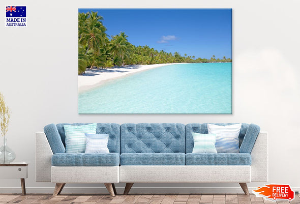 Palm Trees in Beach Photograph Print 100% Australian Made Stretched Canvas Ready to Hang - 1374