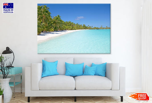 Palm Trees in Beach Photograph Print 100% Australian Made Stretched Canvas Ready to Hang - 1374