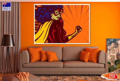 Super Hero Girl Illustration Pop Arts & Comic Poster Print 100% Australian Made Stretched Canvas Ready to Hang - 2180