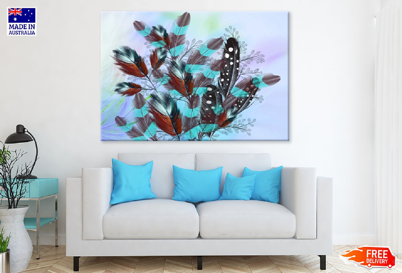 Feather Abstract Digital Art Design Print 100% Australian Made Stretched Canvas Ready to Hang - 1908