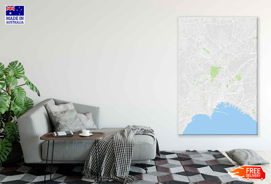 Naples City Italy Map Color Detailed Vector Print 100% Australian Made Stretched Canvas Ready to Hang - 2307