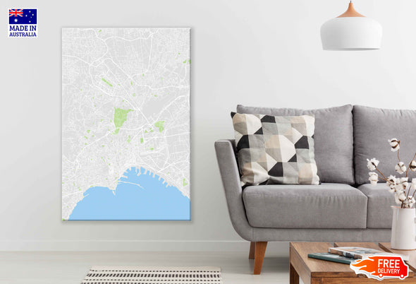 Naples City Italy Map Color Detailed Vector Print 100% Australian Made Stretched Canvas Ready to Hang - 2307