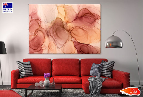 Orange Brown Alcohol Ink Abstract Design Print 100% Australian Made Stretched Canvas Ready to Hang - 1127