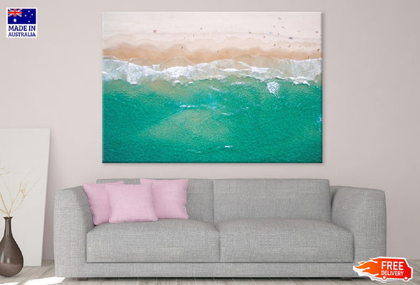 Sea & Sand Aerial View Photograph Print 100% Australian Made Stretched Canvas Ready to Hang - 1375