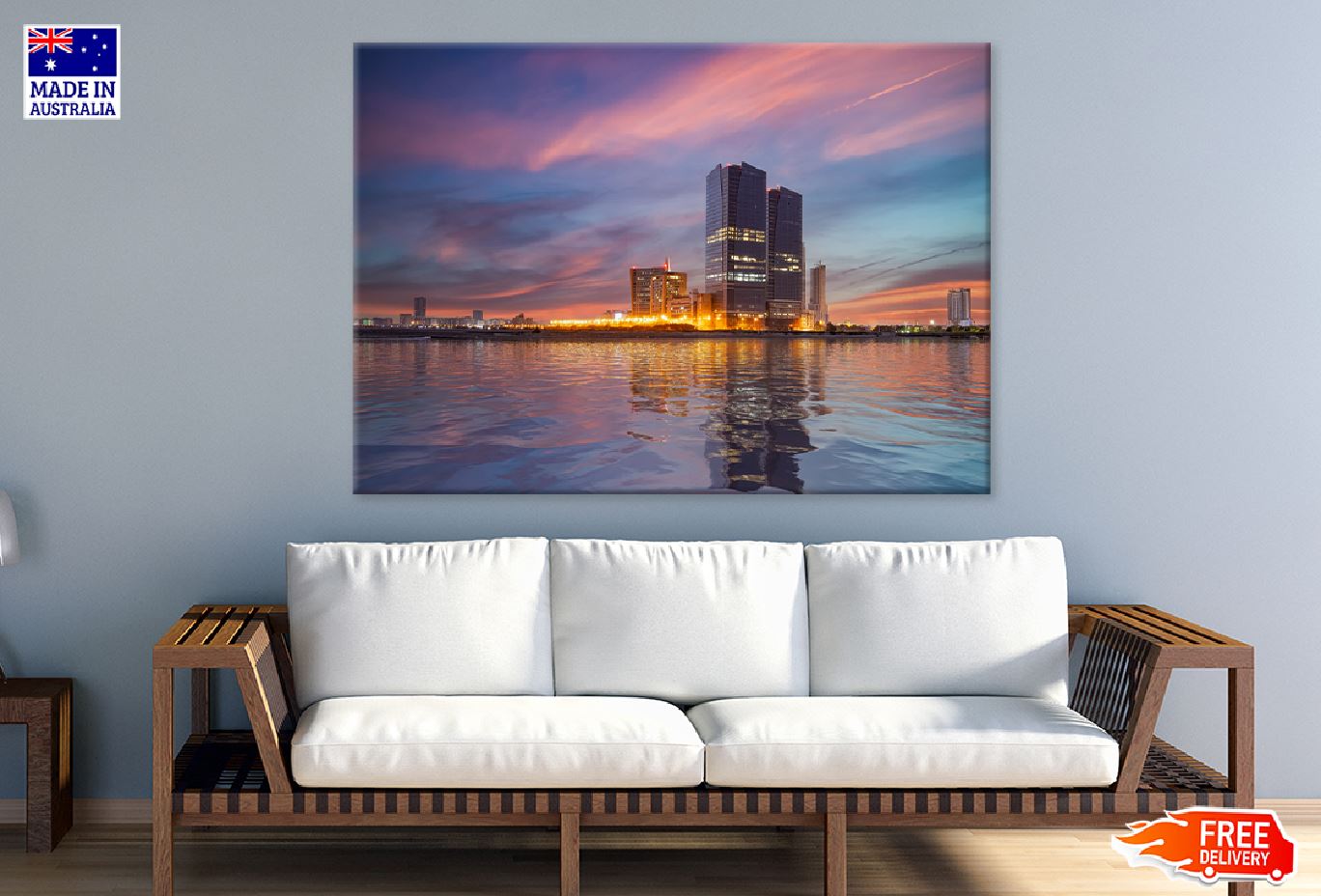 Karachi Cityscape Sea View Print 100% Australian Made Stretched Canvas Ready to Hang - 1477