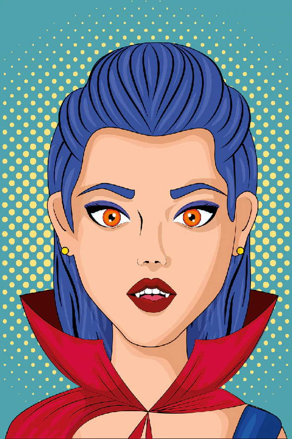 Vampire Girl Portrait Illustration Pop Arts & Comic Poster Print 100% Australian Made Stretched Canvas Ready to Hang - 2109