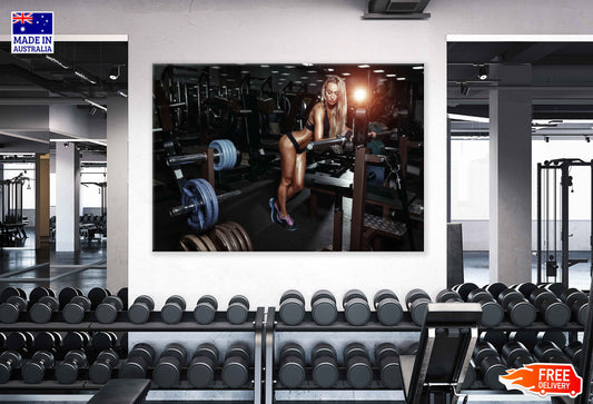 Girl Workout in Gym Photograph Print 100% Australian Made Stretched Canvas Ready to Hang - 2266