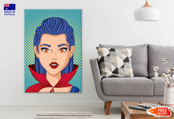 Vampire Girl Portrait Illustration Pop Arts & Comic Poster Print 100% Australian Made Stretched Canvas Ready to Hang - 2109