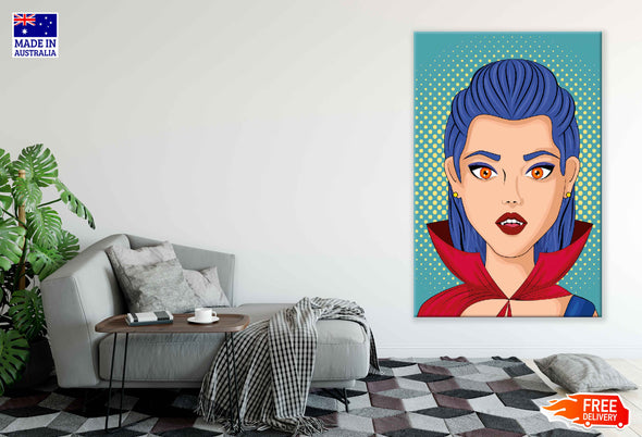 Vampire Girl Portrait Illustration Pop Arts & Comic Poster Print 100% Australian Made Stretched Canvas Ready to Hang - 2109