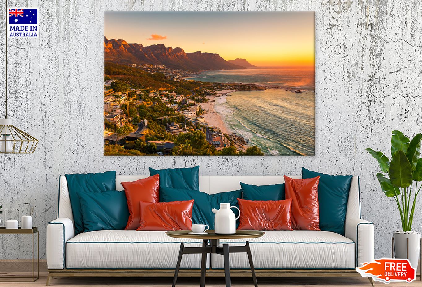 Table Mountain National Park View Print 100% Australian Made Stretched Canvas Ready to Hang - 1376