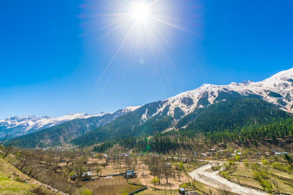 Snow Covered Mountains Kashmir Print 100% Australian Made Stretched Canvas Ready to Hang - 1029