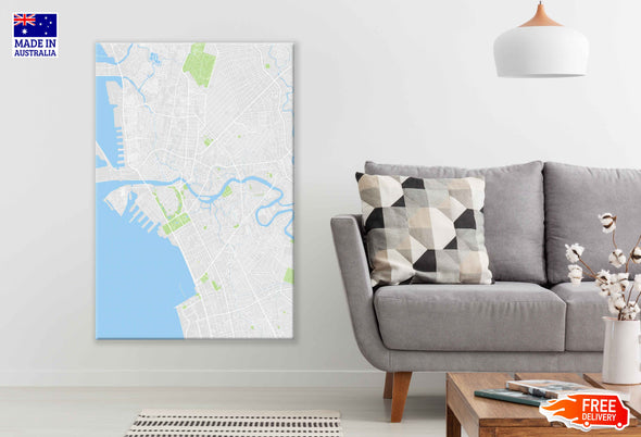 Manila City Philippines Map Color Detailed Vector Print 100% Australian Made Stretched Canvas Ready to Hang - 2309