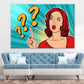Short Hair Girl with Question Marks Quote Illustration Pop Arts & Comic Poster Print 100% Australian Made Stretched Canvas Ready to Hang - 2182